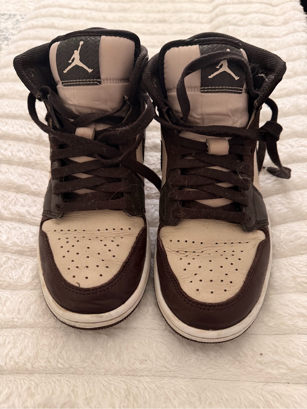 Nike Men's High-Top Sneakers in Brown and Cream